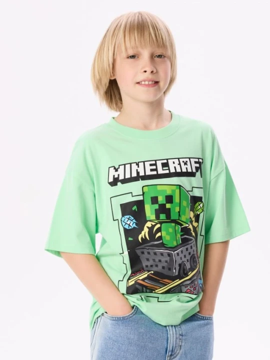 Zdjęcie produktu Reserved - Bawełniany t-shirt Minecraft - jasnozielony