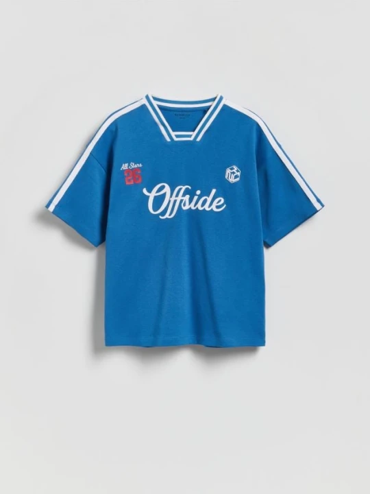 Zdjęcie produktu Reserved - Bawełniany t-shirt - niebieski