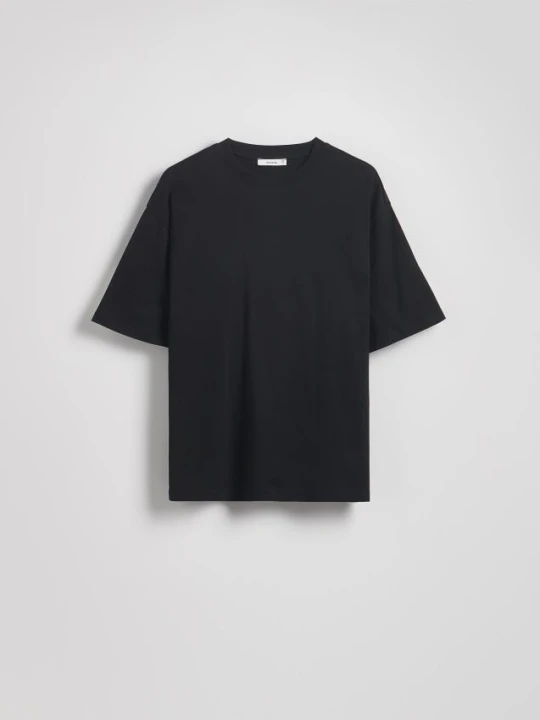 Zdjęcie produktu Reserved - Bawełniany t-shirt oversize - czarny
