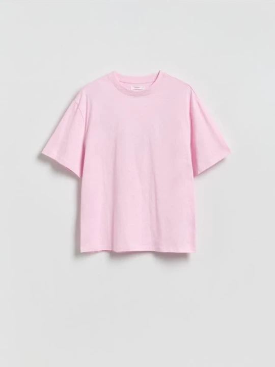 Zdjęcie produktu Reserved - Bawełniany t-shirt oversize - pastelowy róż
