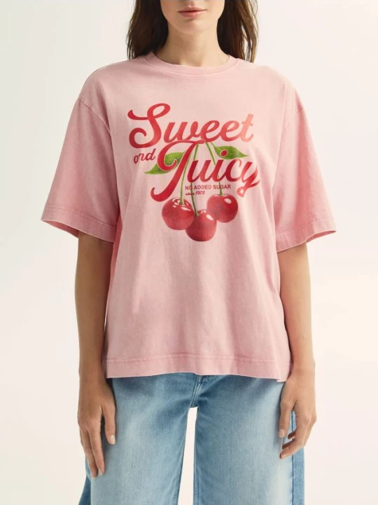 Zdjęcie produktu Reserved - Bawełniany t-shirt oversize - różowy