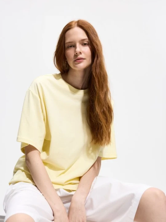 Zdjęcie produktu Reserved - Bawełniany t-shirt oversize - żółty