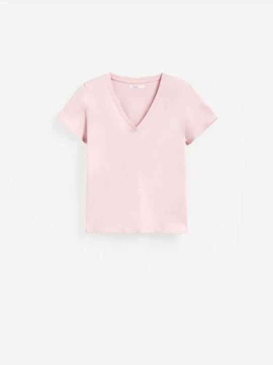 Zdjęcie produktu Reserved - Bawełniany t-shirt - pastelowy róż