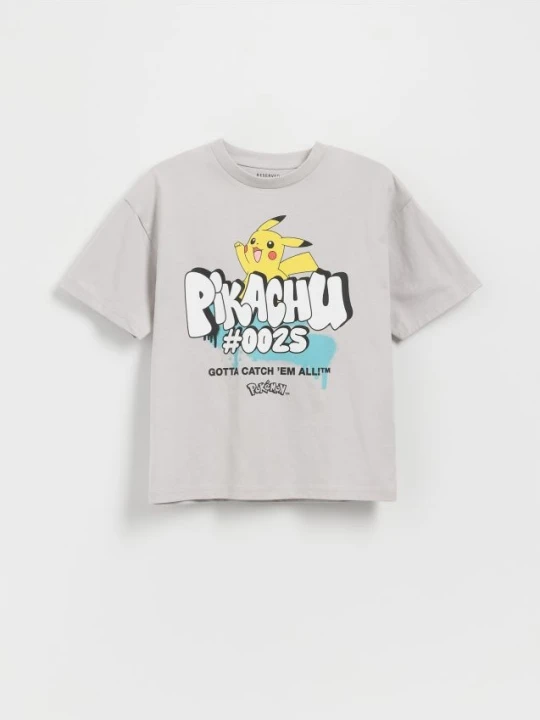 Zdjęcie produktu Reserved - Bawełniany t-shirt Pokemon - jasnoszary