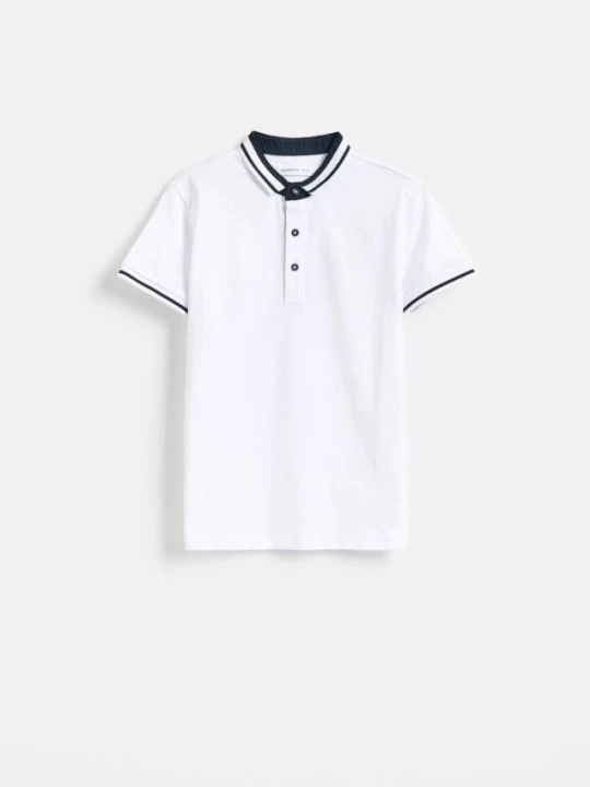 Zdjęcie produktu Reserved - Bawełniany t-shirt polo - biały