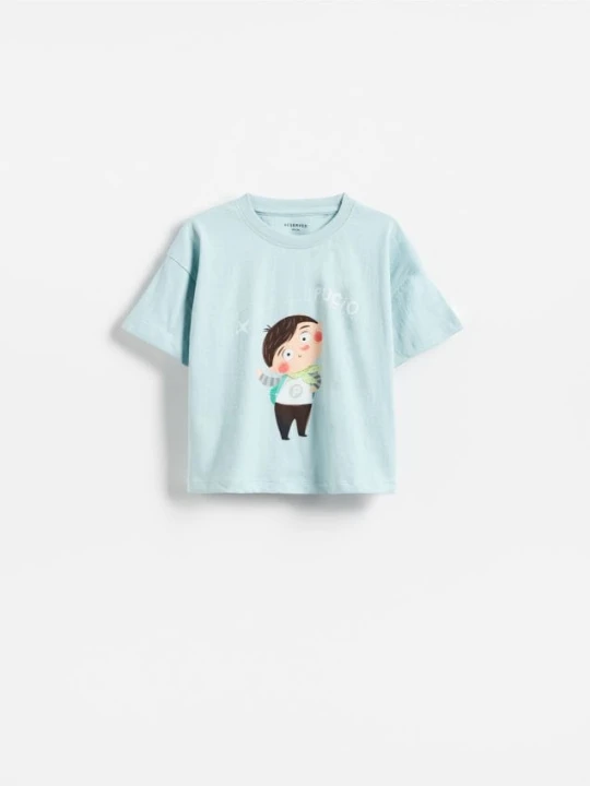 Zdjęcie produktu Reserved - Bawełniany t-shirt Pucio - jasnoniebieski