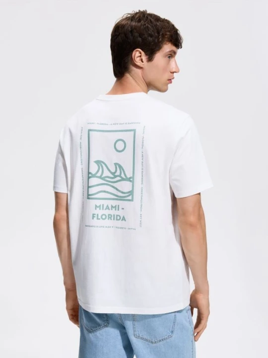 Zdjęcie produktu Reserved - Bawełniany t-shirt regular - złamana biel