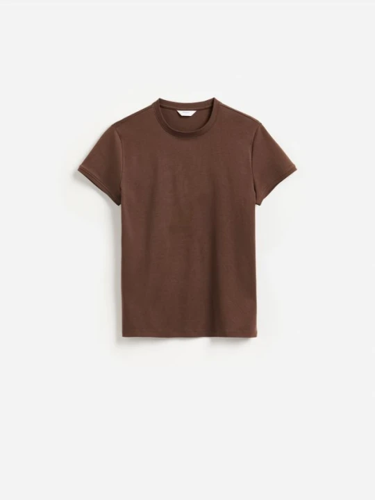 Zdjęcie produktu Reserved - Bawełniany t-shirt slim fit - brązowy