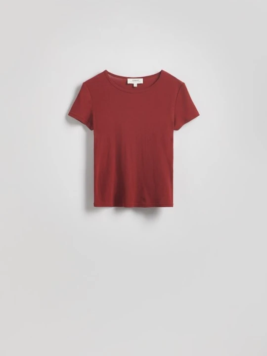Zdjęcie produktu Reserved - Bawełniany t-shirt slim fit - ciemnofioletowy
