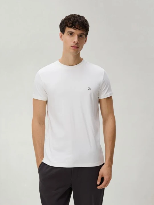 Zdjęcie produktu Reserved - Bawełniany t-shirt slim fit - złamana biel