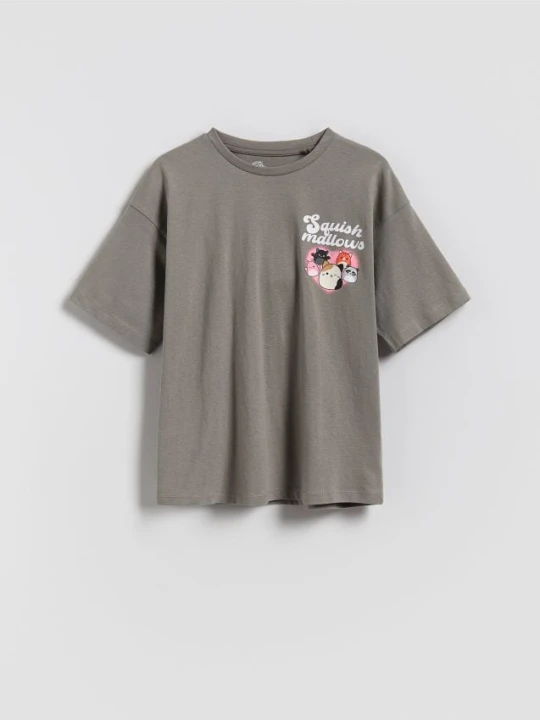 Zdjęcie produktu Reserved - Bawełniany t-shirt Squishmallows - ciemnoszary