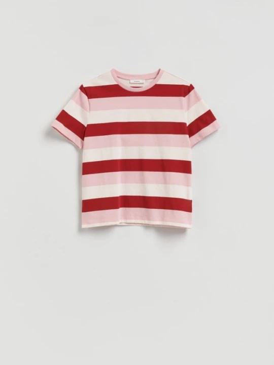 Zdjęcie produktu Reserved - Bawełniany t-shirt w paski - czerwony