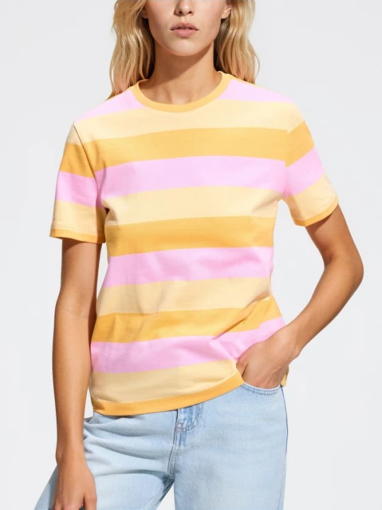 Zdjęcie produktu Reserved - Bawełniany t-shirt w paski - jasnożółty