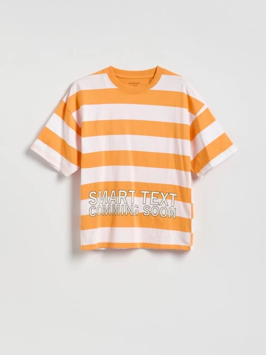 Zdjęcie produktu Reserved - Bawełniany t-shirt w paski - pomarańczowy