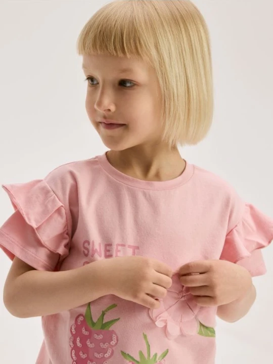 Zdjęcie produktu Reserved - Bawełniany t-shirt z aplikacją 3d - różowy