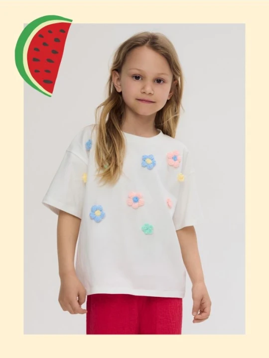 Zdjęcie produktu Reserved - Bawełniany t-shirt z aplikacją 3d - złamana biel