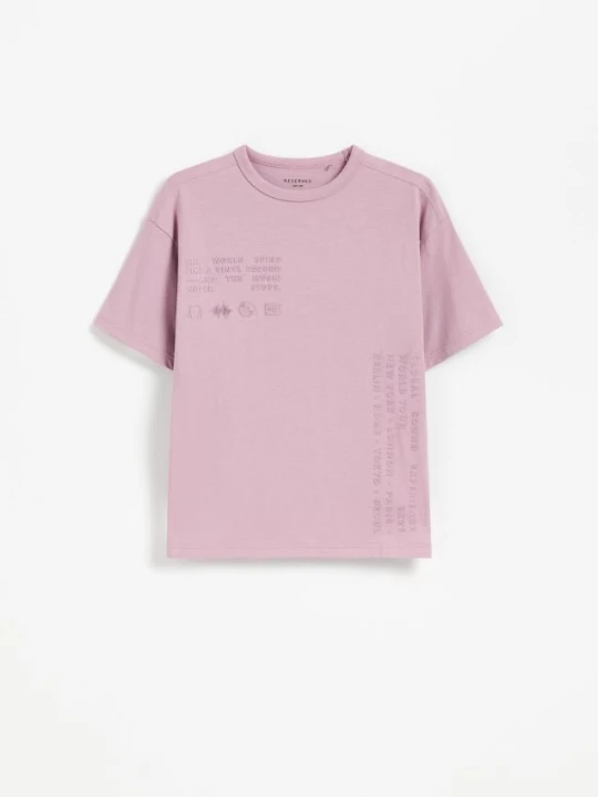 Zdjęcie produktu Reserved - Bawełniany t-shirt z aplikacją - jasnofioletowy