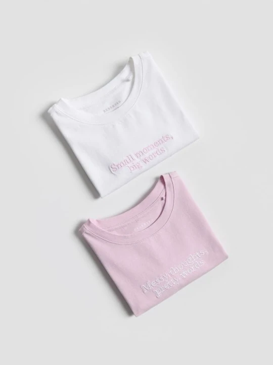 Zdjęcie produktu Reserved - Bawełniany t-shirt z haftem 2 pack - wielobarwny