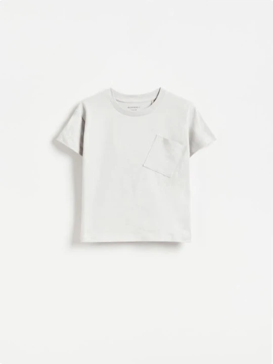 Zdjęcie produktu Reserved - Bawełniany t-shirt z kieszenią - jasnoszary