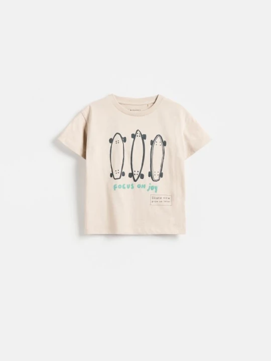 Zdjęcie produktu Reserved - Bawełniany t-shirt - beżowy