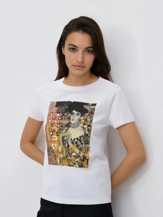 Zdjęcie produktu Reserved - Bawełniany t-shirt z nadrukiem - biały