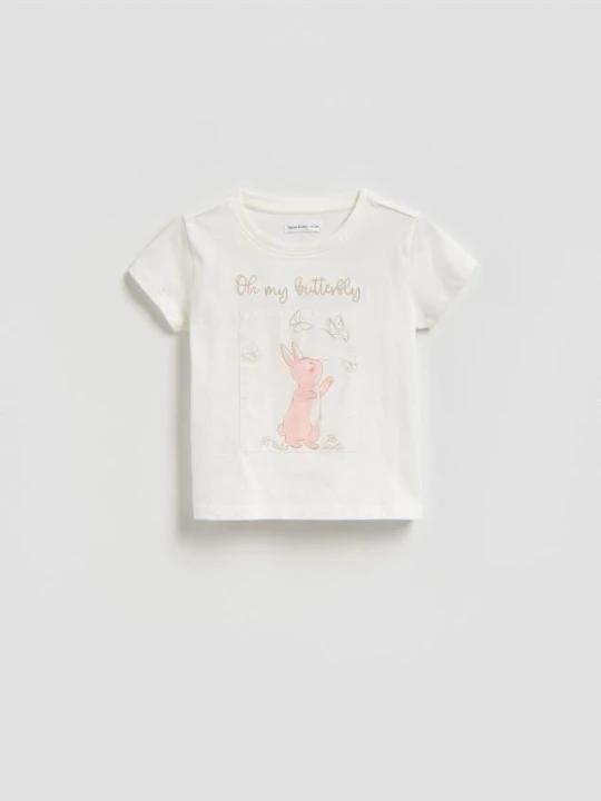 Zdjęcie produktu Reserved - Bawełniany t-shirt z nadrukiem - biały
