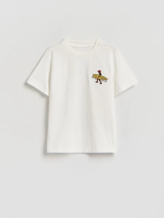 Zdjęcie produktu Reserved - Bawełniany t-shirt z nadrukiem - biały