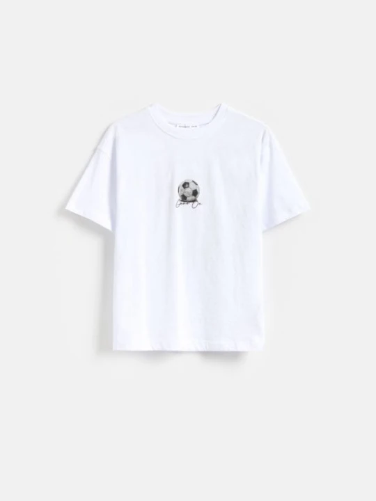 Zdjęcie produktu Reserved - Bawełniany t-shirt z nadrukiem - biały