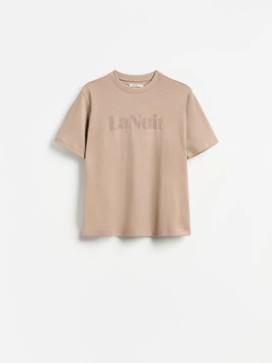 Zdjęcie produktu Reserved - Bawełniany t-shirt z nadrukiem - brązowy