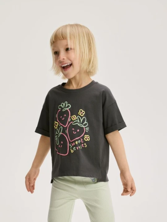 Zdjęcie produktu Reserved - Bawełniany t-shirt z nadrukiem - ciemnoszary