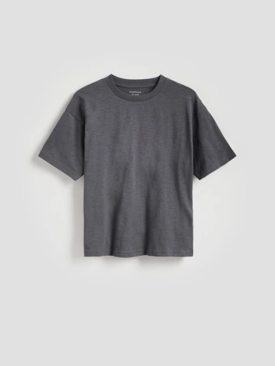 Zdjęcie produktu Reserved - Bawełniany t-shirt z nadrukiem - ciemnoszary