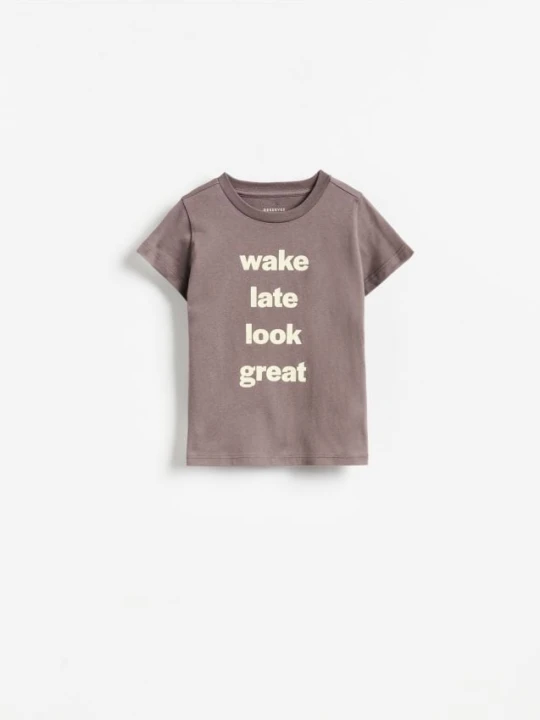 Zdjęcie produktu Reserved - Bawełniany t-shirt z nadrukiem - ciemnoszary