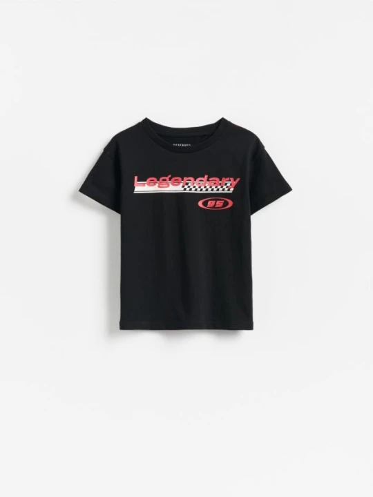 Zdjęcie produktu Reserved - Bawełniany t-shirt z nadrukiem - czarny
