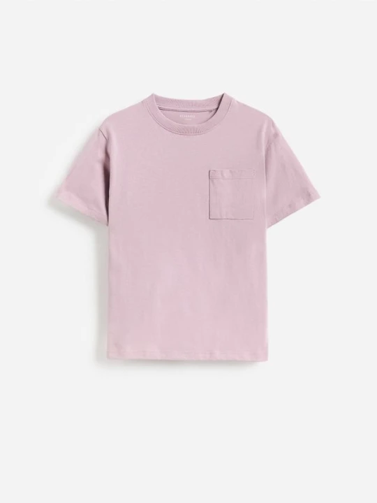 Zdjęcie produktu Reserved - Bawełniany t-shirt z nadrukiem - jasnofioletowy
