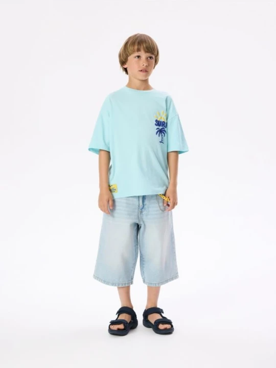 Zdjęcie produktu Reserved - Bawełniany t-shirt z nadrukiem - jasnoniebieski