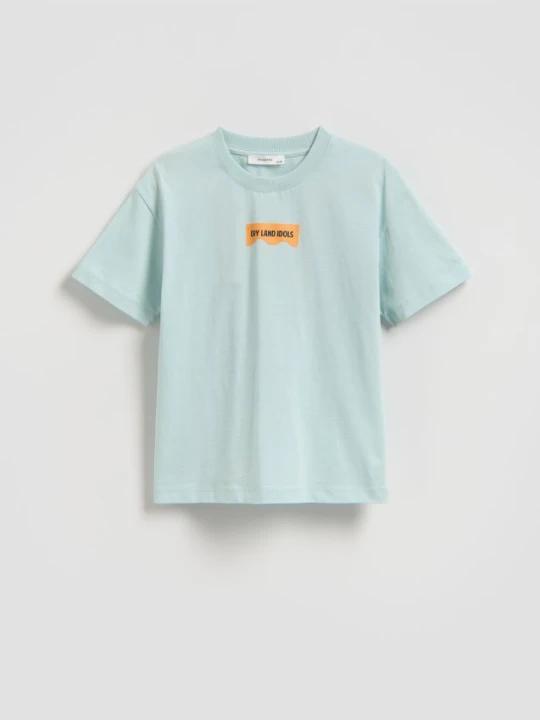 Zdjęcie produktu Reserved - Bawełniany t-shirt z nadrukiem - jasnoszary