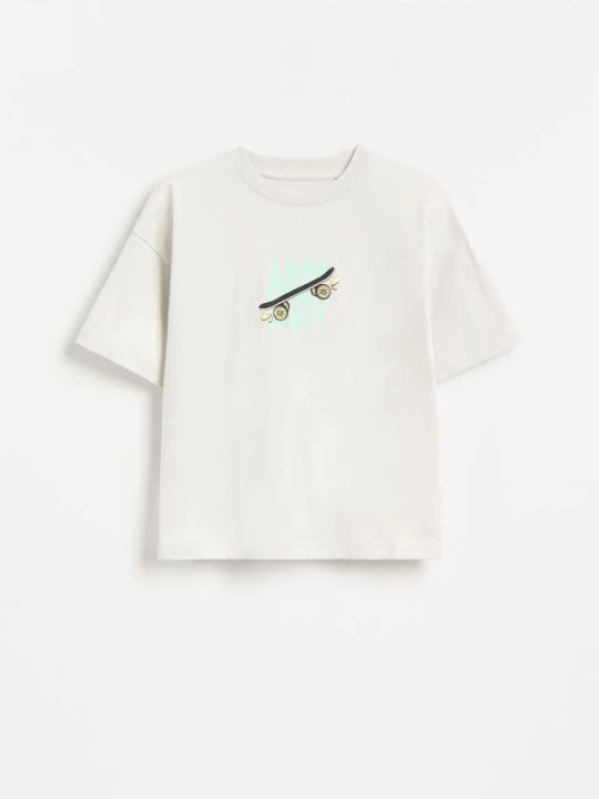 Zdjęcie produktu Reserved - Bawełniany t-shirt z nadrukiem - jasnoszary