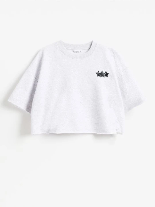 Zdjęcie produktu Reserved - Bawełniany t-shirt z nadrukiem - jasnoszary