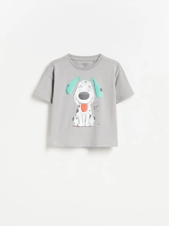Zdjęcie produktu Reserved - Bawełniany t-shirt z nadrukiem - jasnoszary