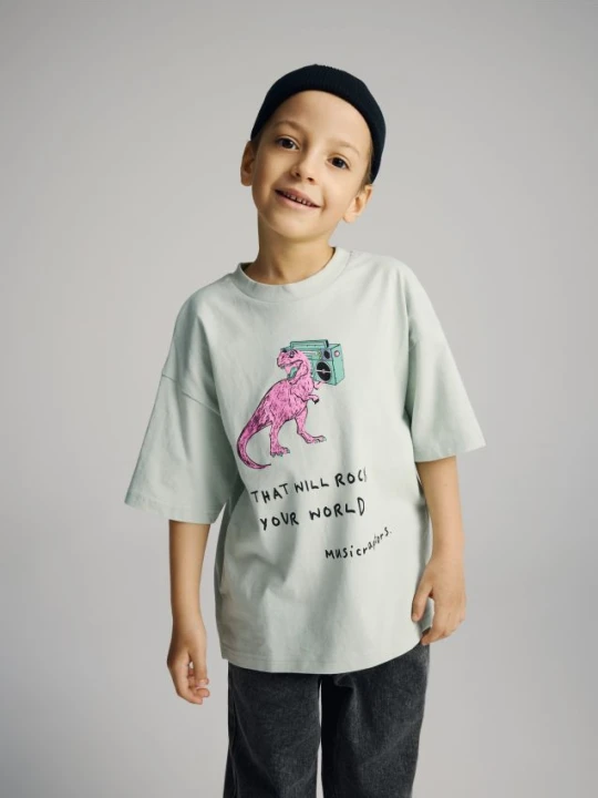 Zdjęcie produktu Reserved - Bawełniany t-shirt z nadrukiem - jasnozielony