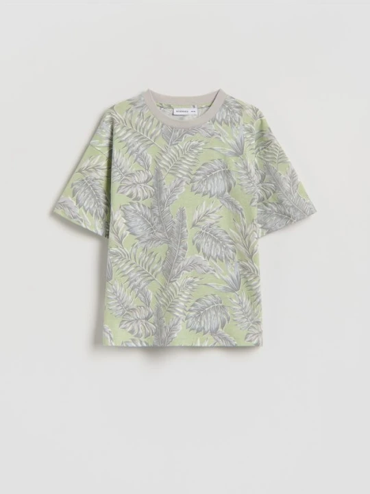 Zdjęcie produktu Reserved - Bawełniany t-shirt z nadrukiem - jasnozielony