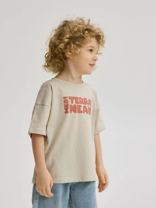 Zdjęcie produktu Reserved - Bawełniany t-shirt z nadrukiem - kremowy