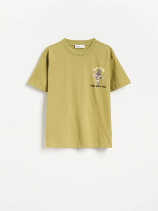 Zdjęcie produktu Reserved - Bawełniany t-shirt z nadrukiem - zielony