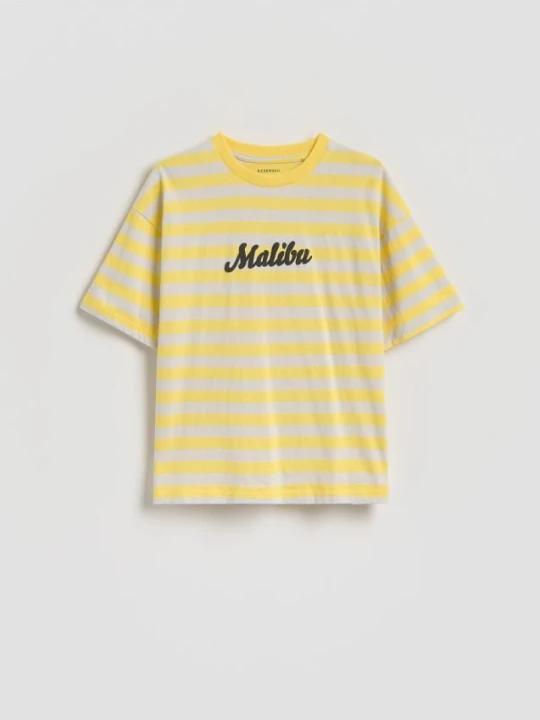 Zdjęcie produktu Reserved - Bawełniany t-shirt z nadrukiem - żółty