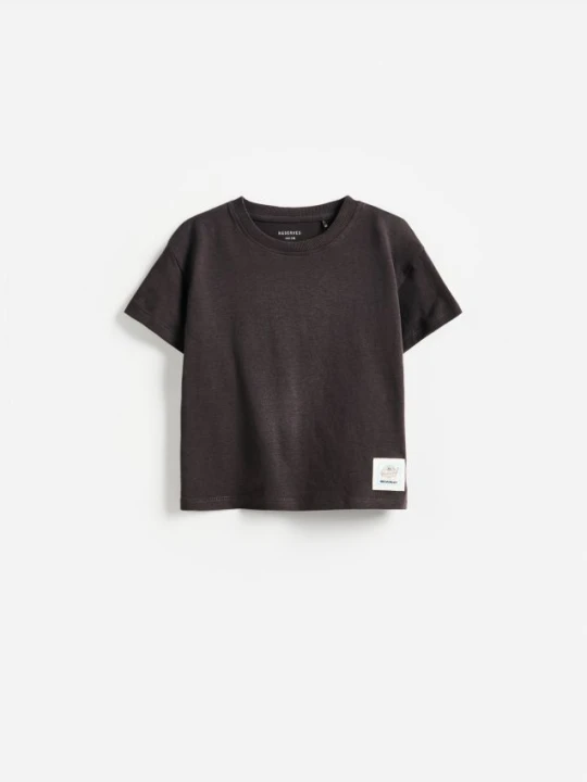 Zdjęcie produktu Reserved - Bawełniany t-shirt z naszywką - ciemnoszary