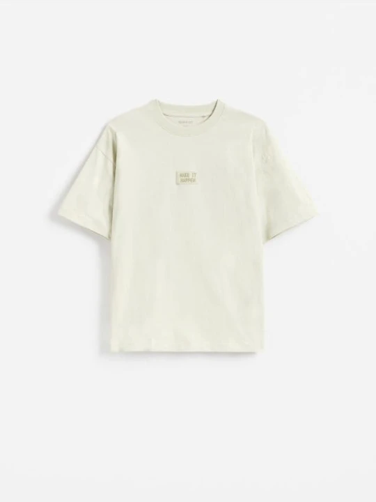 Zdjęcie produktu Reserved - Bawełniany t-shirt z naszywką - jasnozielony