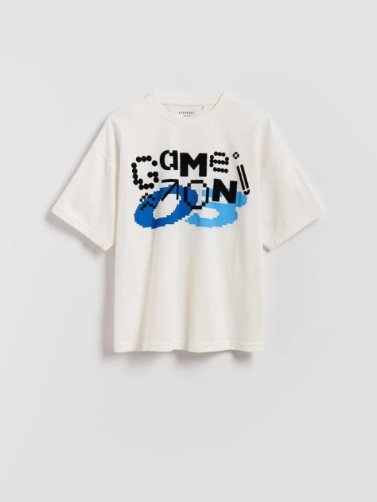 Zdjęcie produktu Reserved - Bawełniany t-shirt - złamana biel