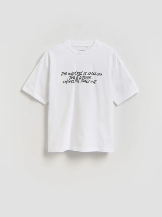 Zdjęcie produktu Reserved - Bawełniany t-shirt - złamana biel