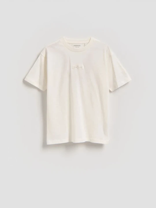 Zdjęcie produktu Reserved - Bawełniany t-shirt - złamana biel