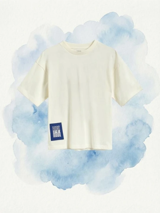 Zdjęcie produktu Reserved - Bawełniany t-shirt - złamana biel